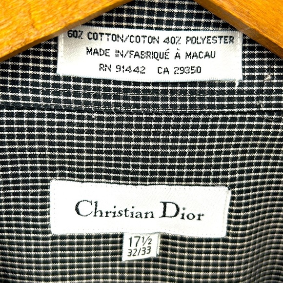 Christian Dior Button Up Long Sleeve Men's Large Shirt Plaid Travel Luxury Golf - Picture 6 of 8